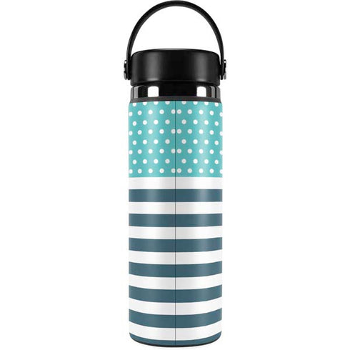 Polka Dots and Stripes Heart in Blue Hydro Flask 20oz Wide Mouth Skin