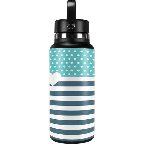 Polka Dots and Stripes Heart in Blue Hydro Flask 32oz Wide Mouth Skin