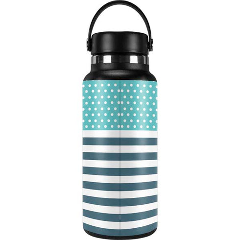 Polka Dots and Stripes Heart in Blue Hydro Flask 32oz Wide Mouth Skin
