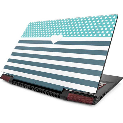 Polka Dots and Stripes Heart in Blue Lenovo IdeaPad Skin