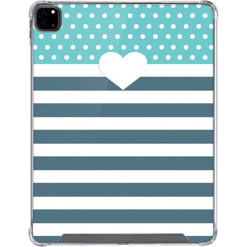 Polka Dots and Stripes Heart in Blue iPad Pro 12.9in (2020) Clear Case