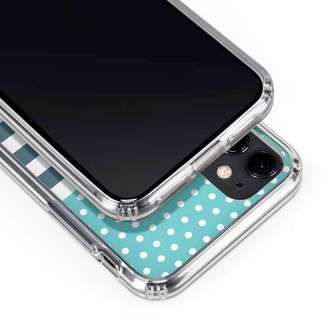 Polka Dots and Stripes Heart in Blue iPhone 11 Clear Case