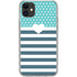 Polka Dots and Stripes Heart in Blue iPhone 11 Clear Case