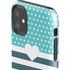 Polka Dots and Stripes Heart in Blue iPhone 11 Impact Case