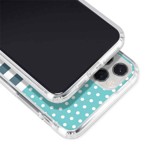 Polka Dots and Stripes Heart in Blue iPhone 11 Pro Clear Case
