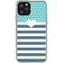Polka Dots and Stripes Heart in Blue iPhone 11 Pro Clear Case