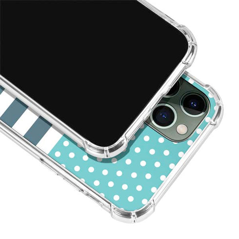 Polka Dots and Stripes Heart in Blue iPhone 11 Pro Max Clear Case