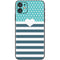 Polka Dots and Stripes Heart in Blue iPhone 11 Skin