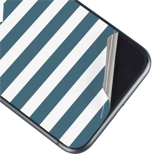 Polka Dots and Stripes Heart in Blue iPhone 11 Skin