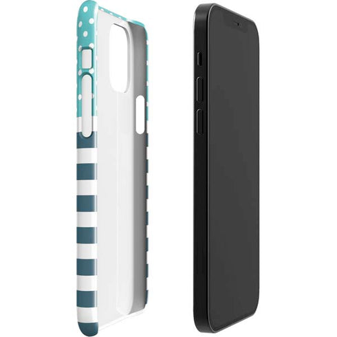 Polka Dots and Stripes Heart in Blue iPhone 12 Mini Lite Case