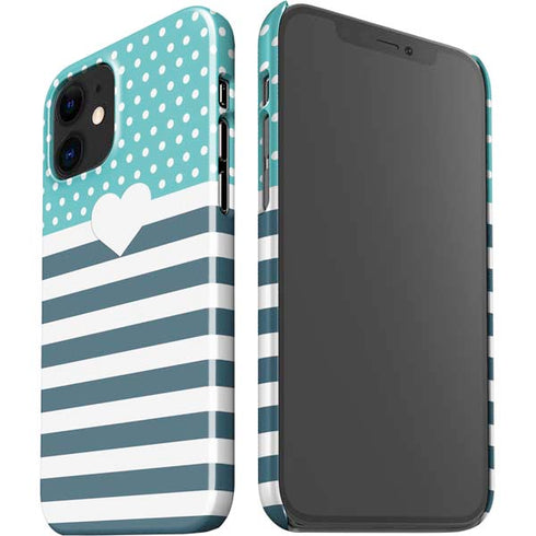 Polka Dots and Stripes Heart in Blue iPhone 12 Mini Lite Case