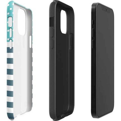 Polka Dots and Stripes Heart in Blue iPhone 12 Pro Impact Case
