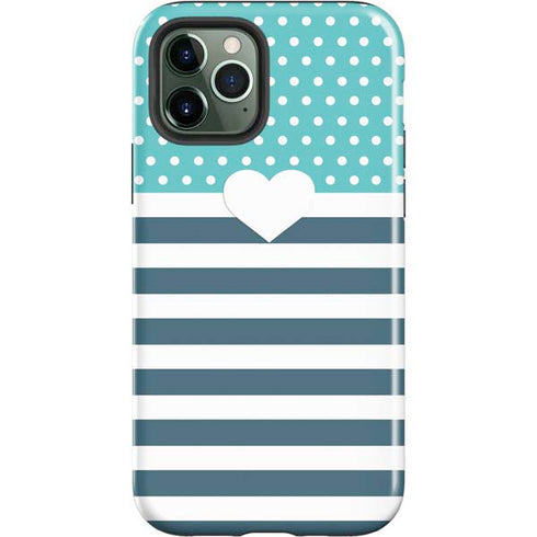Polka Dots and Stripes Heart in Blue iPhone 12 Pro Max Impact Case