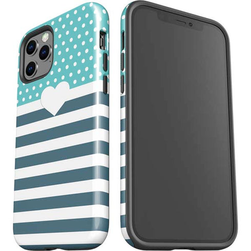 Polka Dots and Stripes Heart in Blue iPhone 12 Pro Max Impact Case