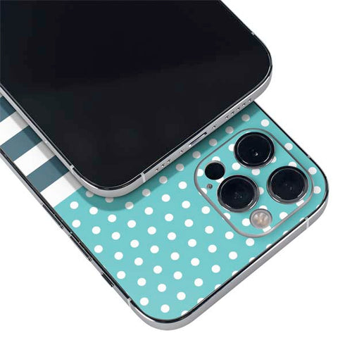 Polka Dots and Stripes Heart in Blue iPhone 12 Pro Max Skin