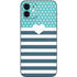 Polka Dots and Stripes Heart in Blue iPhone 12 Skin
