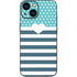 Polka Dots and Stripes Heart in Blue iPhone 13 Mini Skin