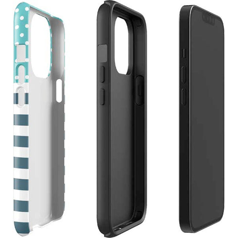 Polka Dots and Stripes Heart in Blue iPhone 13 Pro Impact Case