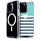 Polka Dots and Stripes Heart in Blue iPhone 13 Pro MagSafe Case