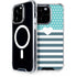 Polka Dots and Stripes Heart in Blue iPhone 13 Pro MagSafe Case