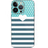 Polka Dots and Stripes Heart in Blue iPhone 13 Pro Skin