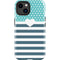 Polka Dots and Stripes Heart in Blue iPhone 14 Plus Impact Case
