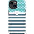 Polka Dots and Stripes Heart in Blue iPhone 14 Plus Impact Case