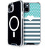 Polka Dots and Stripes Heart in Blue iPhone 15 Plus MagSafe Case