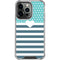 Polka Dots and Stripes Heart in Blue iPhone 14 Pro Clear Case