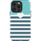 Polka Dots and Stripes Heart in Blue iPhone 14 Pro Impact Case