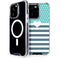 Polka Dots and Stripes Heart in Blue iPhone 15 Pro MagSafe Case