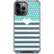 Polka Dots and Stripes Heart in Blue iPhone 14 Pro Max Clear Case