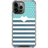 Polka Dots and Stripes Heart in Blue iPhone 14 Pro Max Clear Case