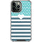 Polka Dots and Stripes Heart in Blue iPhone 15 Pro Max Clear Case