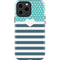 Polka Dots and Stripes Heart in Blue iPhone 14 Pro Max Impact Case