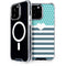 Polka Dots and Stripes Heart in Blue iPhone 14 Pro Max MagSafe Case