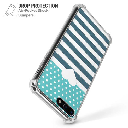 Polka Dots and Stripes Heart in Blue iPhone 7/8 Plus Clear Case