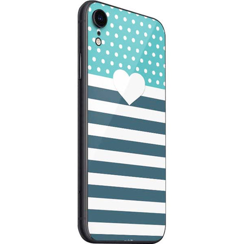 Polka Dots and Stripes Heart in Blue iPhone SE (2nd & 3rd Gen) Skin