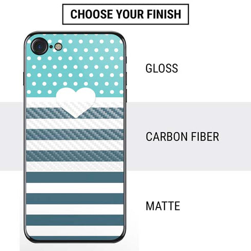Polka Dots and Stripes Heart in Blue iPhone SE (2nd & 3rd Gen) Skin