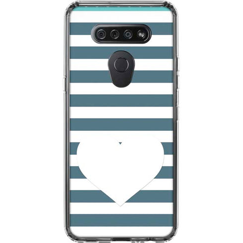 Polka Dots and Stripes Heart in Blue LG K51/Q51 Clear Case