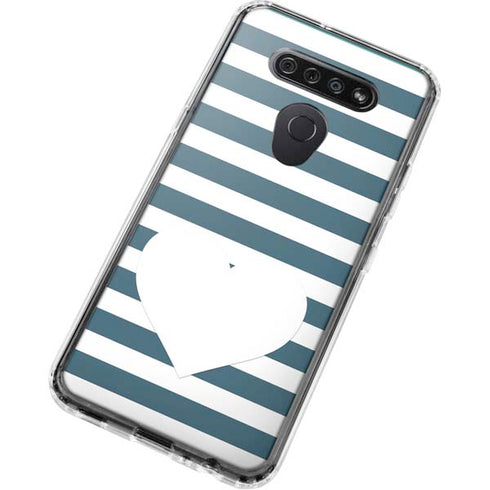 Polka Dots and Stripes Heart in Blue LG K51/Q51 Clear Case