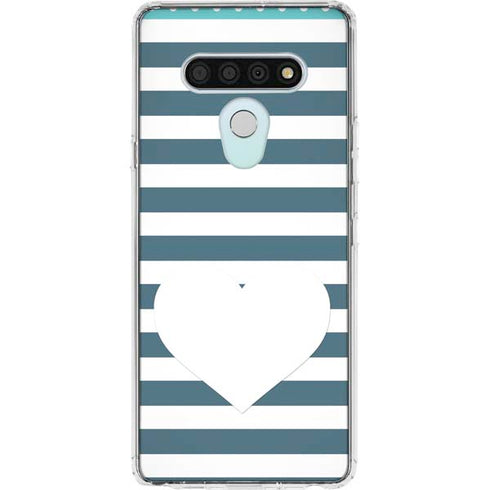 Polka Dots and Stripes Heart in Blue LG Stylo 6 Clear Case