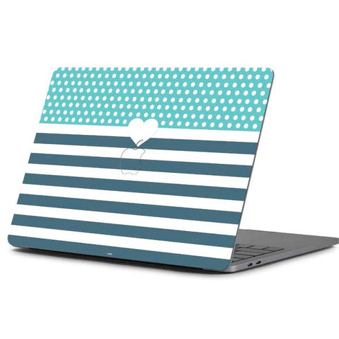 Polka Dots and Stripes Heart in Blue Apple MacBook Pro 13-inch Skin