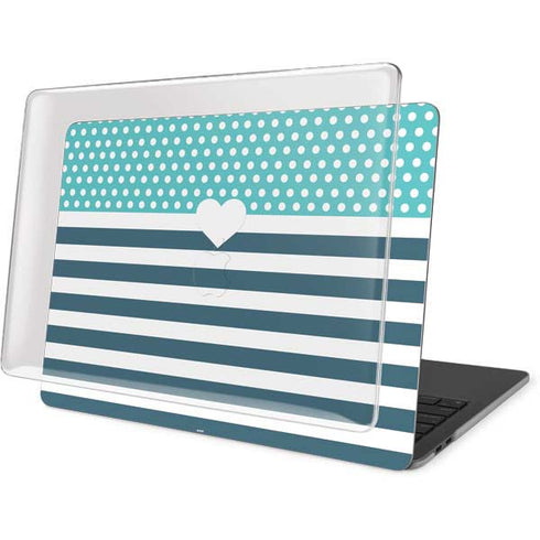 Polka Dots and Stripes Heart in Blue MacBook Pro 16in (2019-20) Case plus Skin