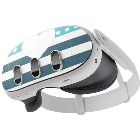 Polka Dots and Stripes Heart in Blue Meta Quest 3 Skin