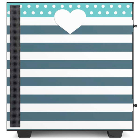 Polka Dots and Stripes Heart in Blue NZXT H510 Compact ATX Mid-Tower Case Skin