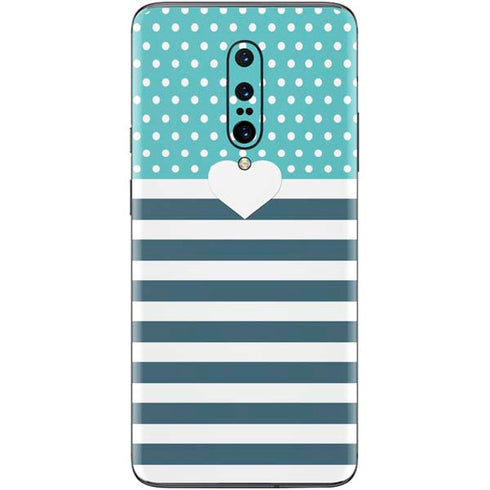 Polka Dots and Stripes Heart in Blue OnePlus 7 Pro Skin