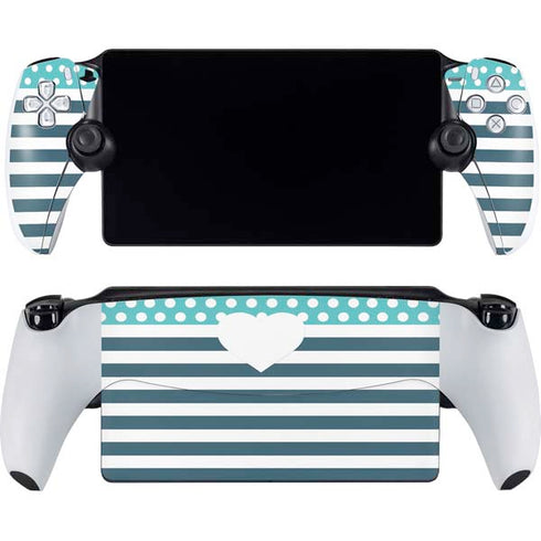 Polka Dots and Stripes Heart in Blue PlayStation Portal Remote Player Skin