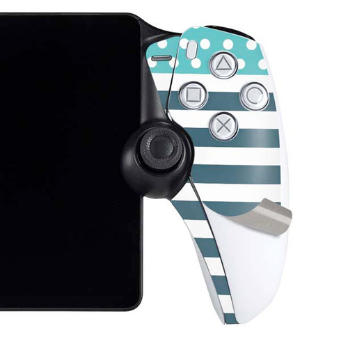 Polka Dots and Stripes Heart in Blue PlayStation Portal Remote Player Skin