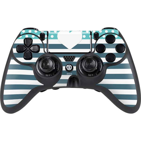 Polka Dots and Stripes Heart in Blue PS4/PC SCUF Impact Controller Skin